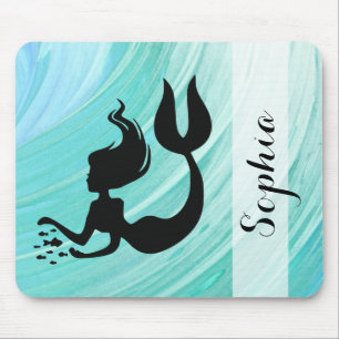 Alfombrilla De Ratón Cojín de ratón de la silueta de la sirena de la