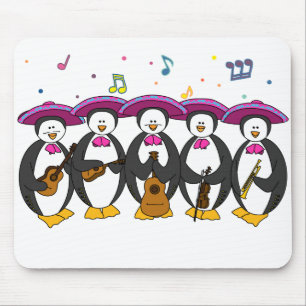 Alfombrilla De Ratón cojín de ratón de los pingüinos del mariachi