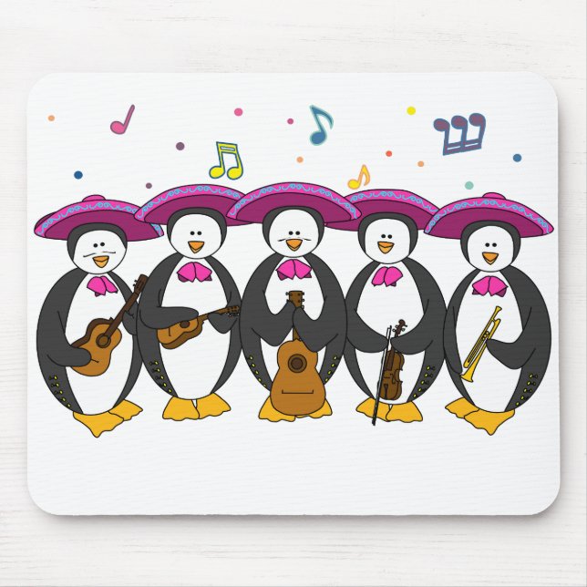 Alfombrilla De Ratón cojín de ratón de los pingüinos del mariachi (Frente)