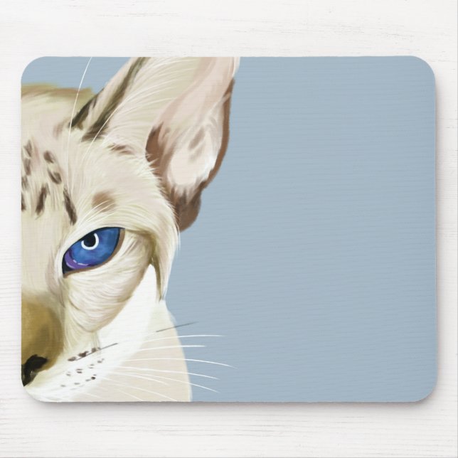 Alfombrilla De Ratón Cojín de ratón de ojos azules del gato (Frente)