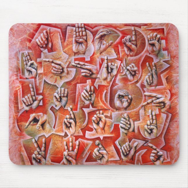 Alfombrilla De Ratón Cojín de ratón del alfabeto 2 del lenguaje de (Frente)