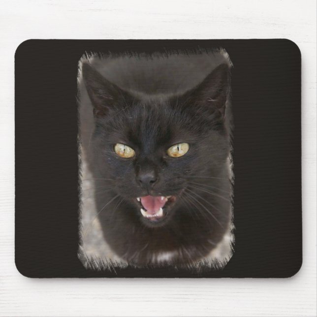 Alfombrilla De Ratón Cojín de ratón del gato negro (Frente)