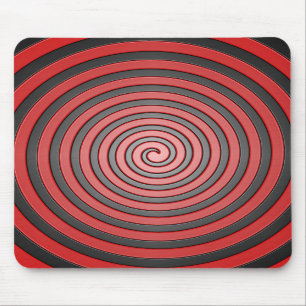 Alfombrilla De Ratón Cojín de ratón espiral hipnótico rojo y negro