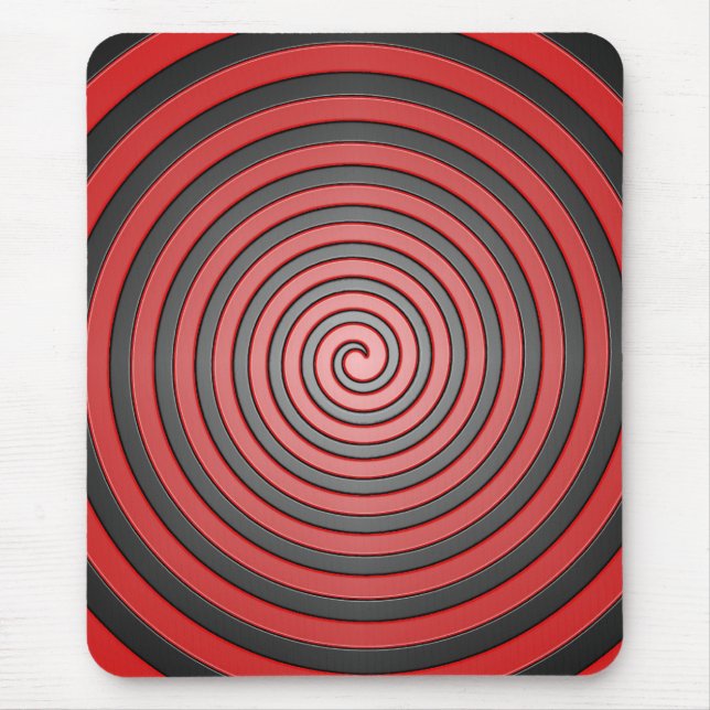 Alfombrilla De Ratón Cojín de ratón espiral hipnótico rojo y negro (Frente)