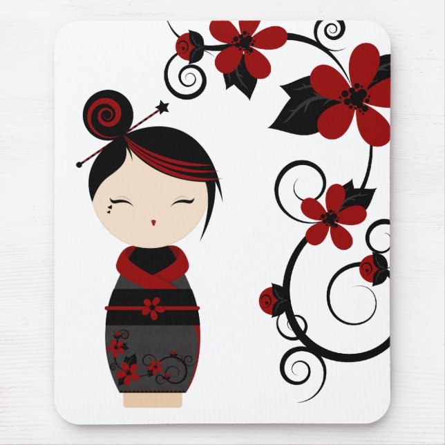Alfombrilla De Ratón Cojín de ratón gótico de Kokeshi (Frente)