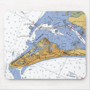 Alfombrilla De Ratón Cojín de ratón náutico de la carta de la isla d