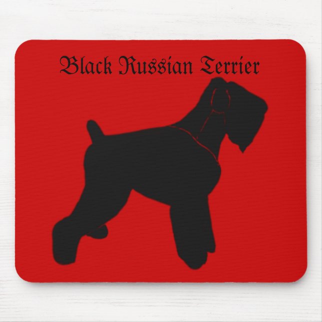 Alfombrilla De Ratón Cojín de ratón negro de Terrier del ruso (Frente)