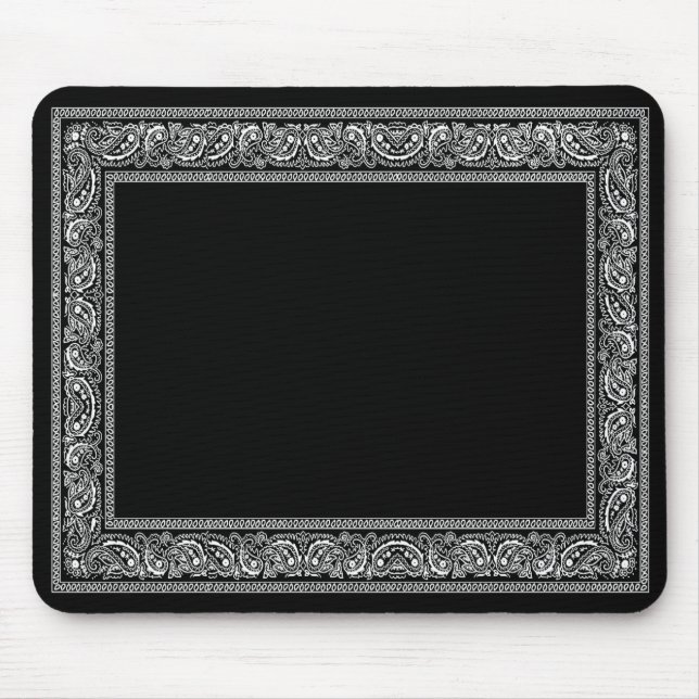 Alfombrilla De Ratón Cojín de ratón negro del pañuelo de Paisley (Frente)