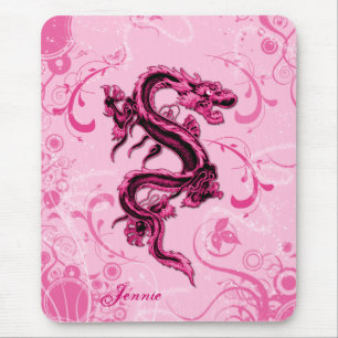 Alfombrilla De Ratón Cojín de ratón rosado del dragón de la fantasía