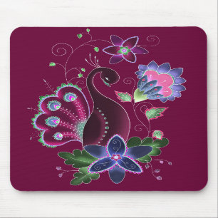 Alfombrilla De Ratón Cojín de ratón violeta del pavo real