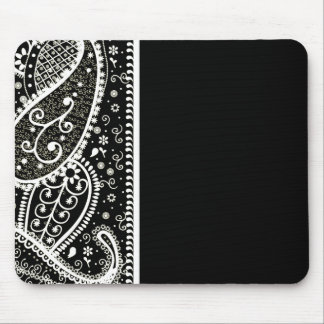 Alfombrilla De Ratón Cojín negro y blanco del modelo de Paisley de