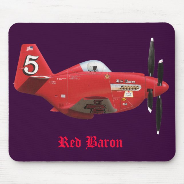 Alfombrilla De Ratón Cojín rojo del barón ratón (Frente)