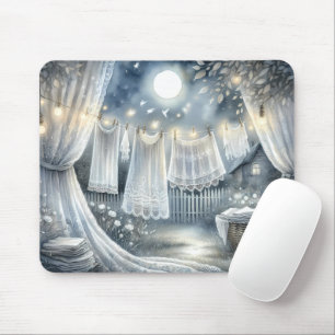 Alfombrilla De Ratón Colada de ropa iluminada por la luna Cottagecore