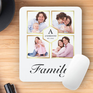Alfombrilla De Ratón Colage de fotos familiares de 4 imágenes en blanco