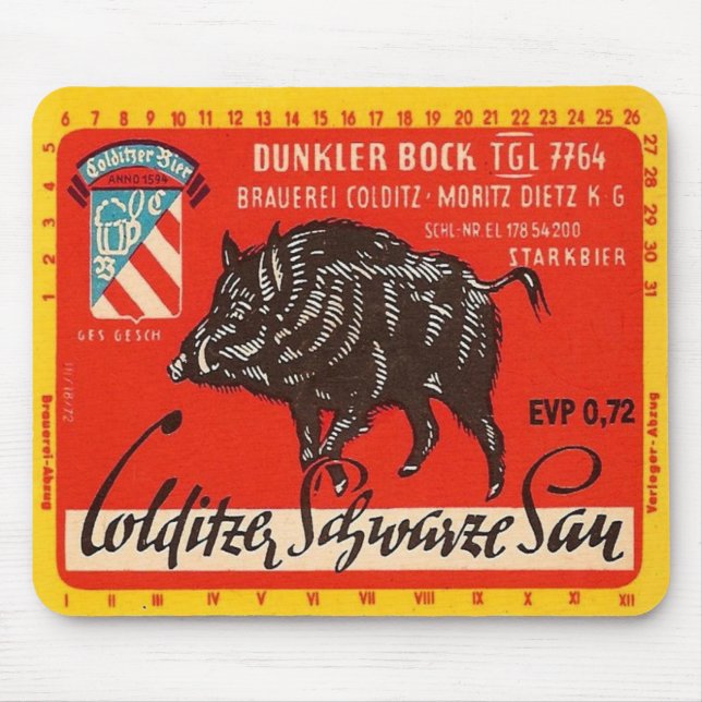 Alfombrilla De Ratón Colditzer Schwarze Sau (Frente)