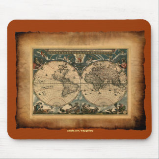 Alfombrilla De Ratón Colección de arte del Mapa Mundial de Vintage