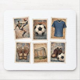 Alfombrilla De Ratón Colección de Sellos de Fútbol Antiguo