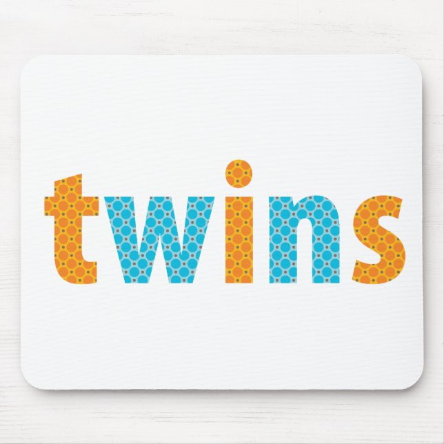 Alfombrilla De Ratón COLECCIÓN DE TWINS - niños {naranja + aqua} (Frente)