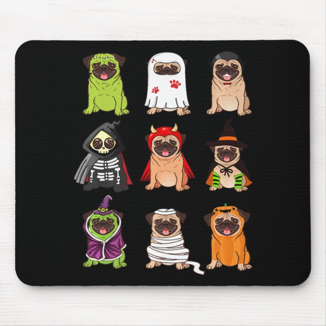 Alfombrilla De Ratón Colección Pug Happy Pugoween Halloween Spookeen Co (Frente)