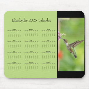 Alfombrilla De Ratón Colibrí - Calendario 2026 personalizable de todo e