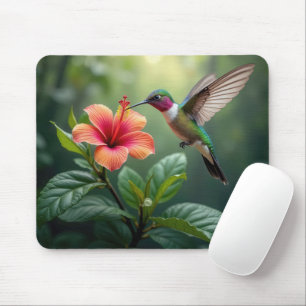 Alfombrilla De Ratón Colibrí sobrevolando un Hibiscus