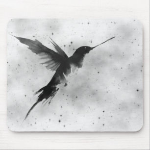 ALFOMBRILLA DE RATÓN COLIBRÍ Y ESTRELLAS NEGRAS