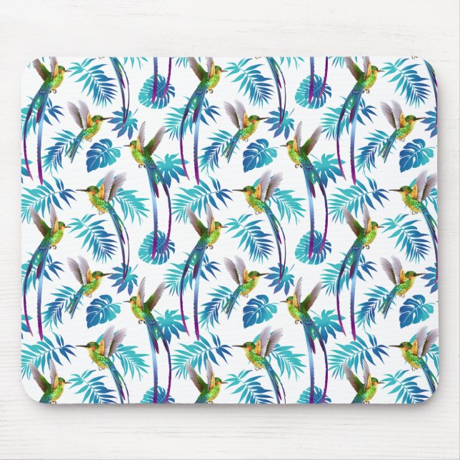 Alfombrilla De Ratón Colibríes de cola larga tropical (Frente)