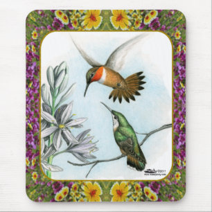 Alfombrilla De Ratón Colibríes y Flores #2
