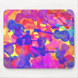 Alfombrilla De Ratón Collage coloreado de la guitarra