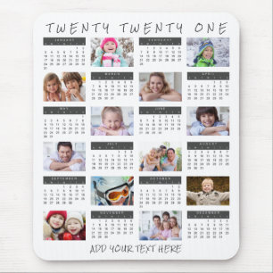 Alfombrilla De Ratón Collage de fotos de calendario moderno 2021 person