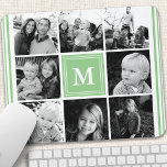 Alfombrilla De Ratón Collage de fotos de familia Monograma de Mint<br><div class="desc">Collage de fotos familiar monograma. Personalice este diseño personalizado con su propio texto inicial o monograma.</div>
