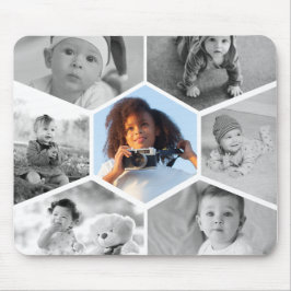 Alfombrilla De Ratón Collage de fotos de hexágono blanco y negro