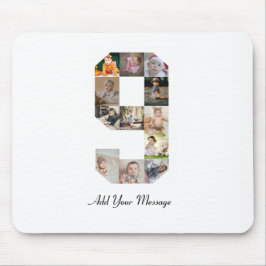 Alfombrilla De Ratón Collage de fotos del número 9 en blanco y negro