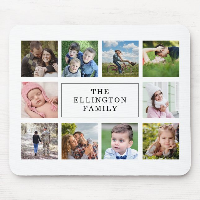 Alfombrilla De Ratón Collage de fotos familiar blanco (Frente)