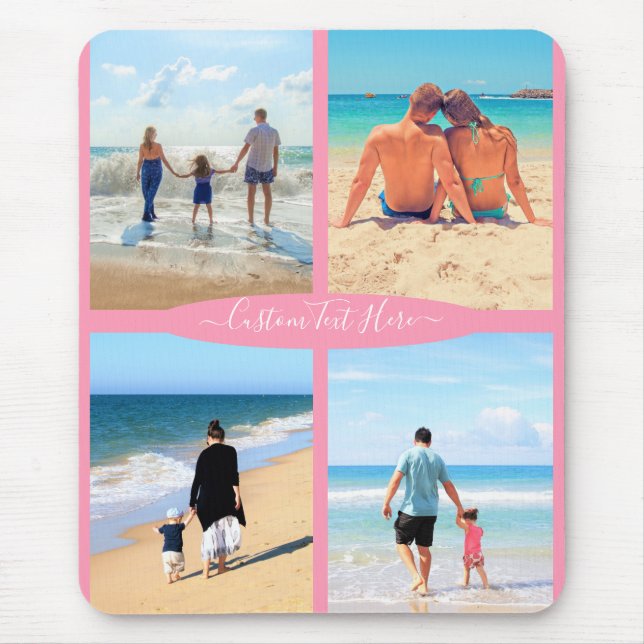Alfombrilla De Ratón Collage de fotos personalizado Amor familiar Texto (Frente)