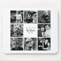 Collage de fotos y monograma de la familia