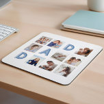 Alfombrilla De Ratón Collage de la cuadrícula fotográfica de nueve fami<br><div class="desc">Envíe un hermoso regalo personalizado a su madre (DAD) que apreciará para siempre. Almohadilla especial personalizada para el ratón para el collage de fotos familiares para mostrar sus propias fotos y recuerdos especiales. Nuestro diseño presenta un sencillo diseño de cuadrícula de 9 fotos con letras "DAD" mostradas en el diseño...</div>