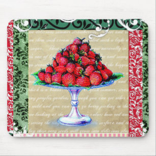 Alfombrilla De Ratón Collage de las fresas del vintage