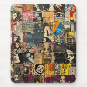 Alfombrilla De Ratón Collage de parches de periódico ruso vintage (7)
