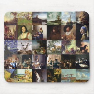 Alfombrilla De Ratón Collage de pinturas de Van Gogh, de Vermeer, del