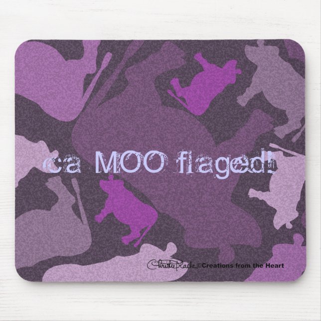 Alfombrilla De Ratón Collage de vaca CaMOOflage en morado (Frente)