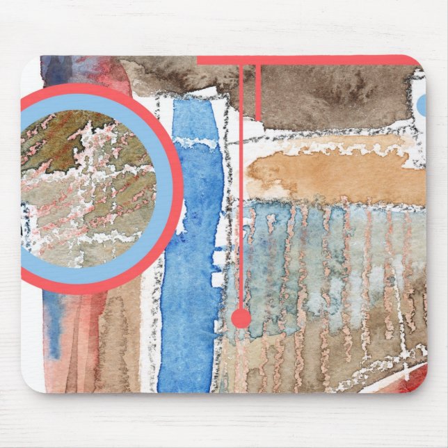 Alfombrilla De Ratón collage del arte abstracto, técnicas mixtas y (Frente)