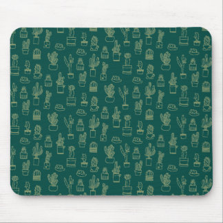 Alfombrilla De Ratón Collage del cactus del dibujo de la mano