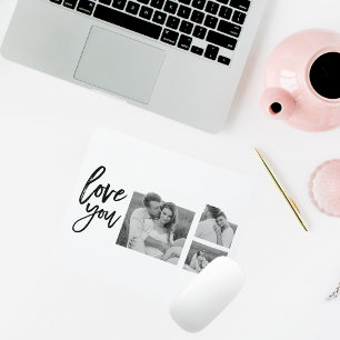 Alfombrilla De Ratón Collage moderno Couple Photo & Love You Beauty Gif