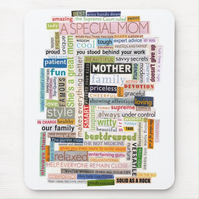 Alfombrilla De Ratón Collage Mousepad de la palabra de la mamá (Frente)