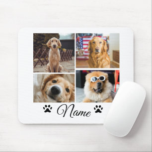 Alfombrilla De Ratón Collage simple de fotos con nombres de animales co