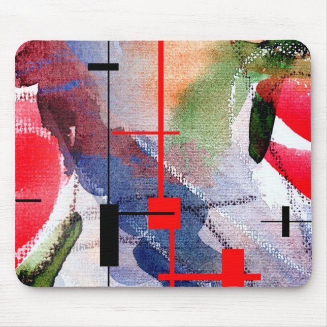 Alfombrilla De Ratón collage, técnicas mixtas y acuarela del arte (Frente)