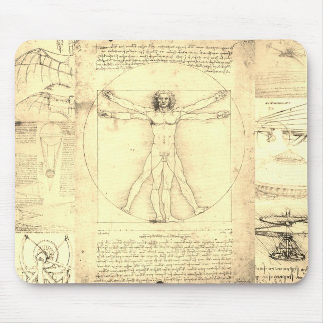 Alfombrilla De Ratón Collage vitruviano Da Vinci (Frente)