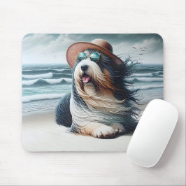 Alfombrilla De Ratón Collie con barba en la playa