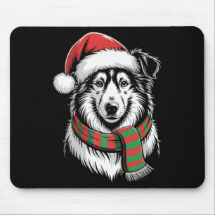 Alfombrilla De Ratón Collie Dog Xmas Santa Hat Scarf Navidades disstume